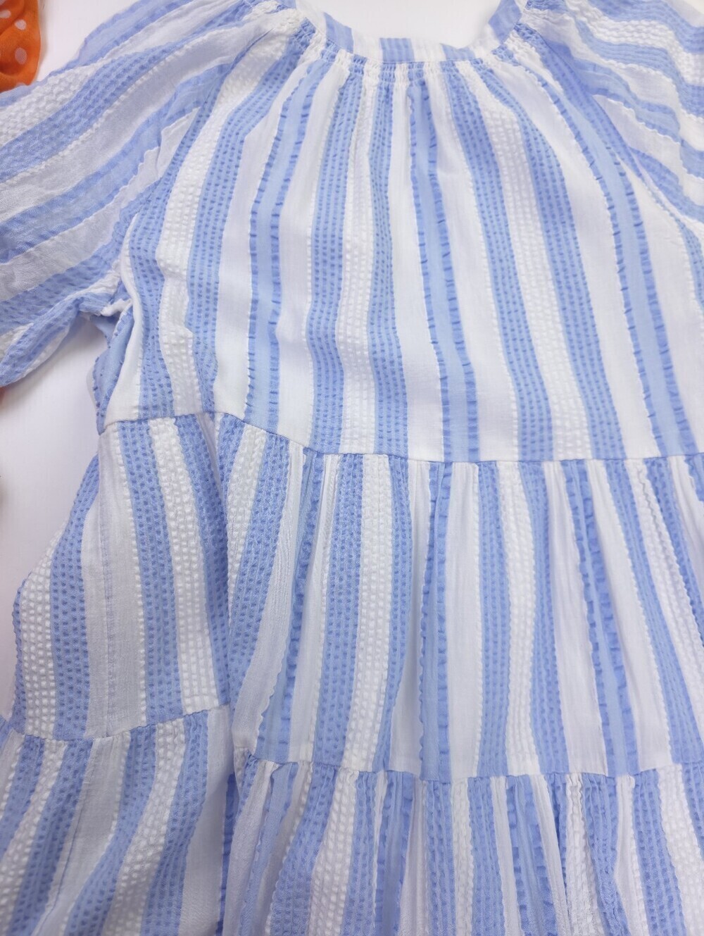 New Crown & Ivy Blue and White Striped Tiered Dress Sz M - Picture 12 of 12